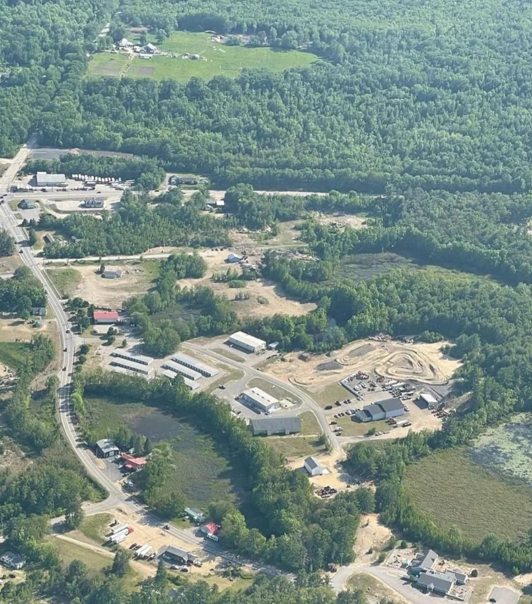 Aerial view of the MBG yard and the surrounding Farmington, New Hampshire countryside